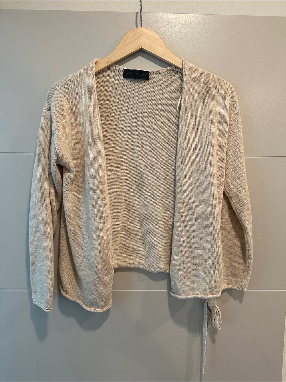 ZARA Light Cream Open Front Women's Cardigan Sweater